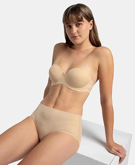Jockey 1831 Women’s Strapless Underwired Bra – Padded Full Coverage with Multiway Styling